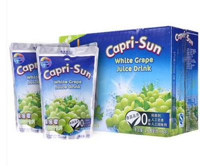 果倍爽白葡萄汁饮料 德国caprisun 200ml*6支 天然 无添加
