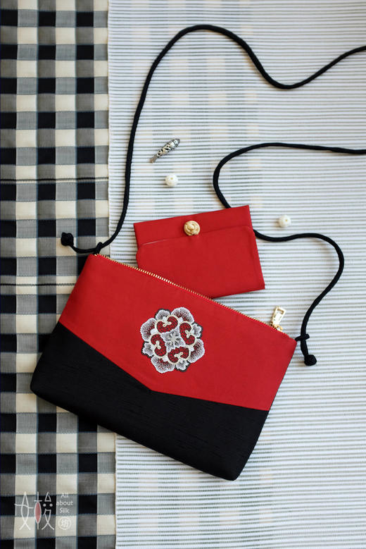 真丝打籽绣小挎包 O如梭坊 商品图1