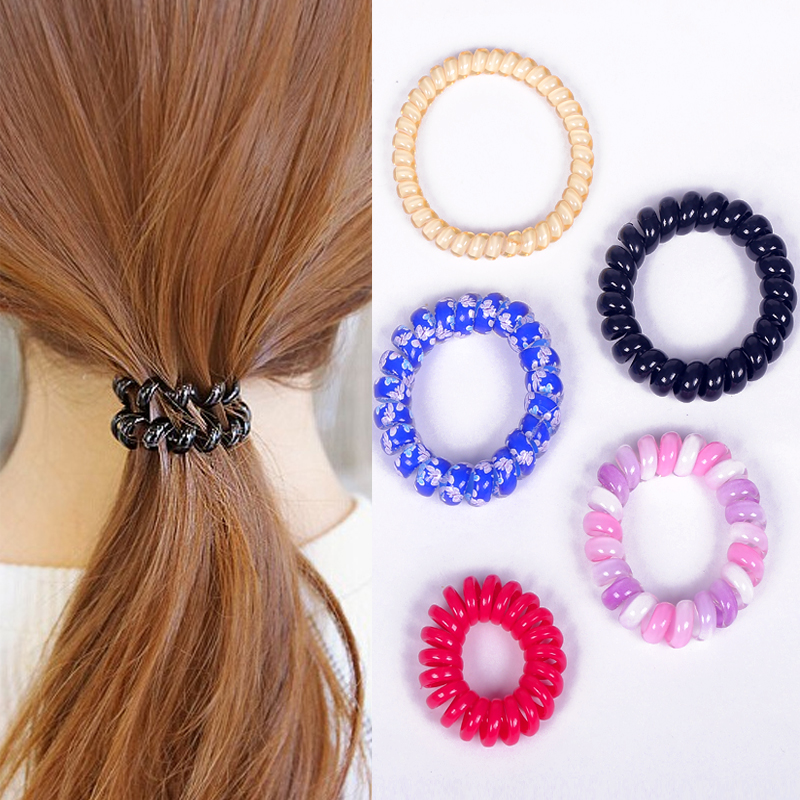 可爱糖果色电话线发圈头绳发绳扎头发皮筋发饰女