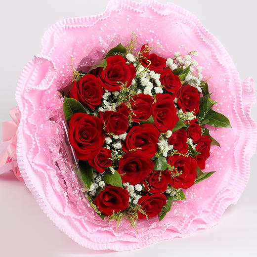 天使之翼—19朵红玫瑰花束送女朋友老婆生日表白情人节礼物