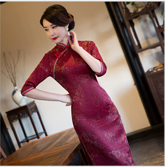 qd645金丝蕾丝旗袍