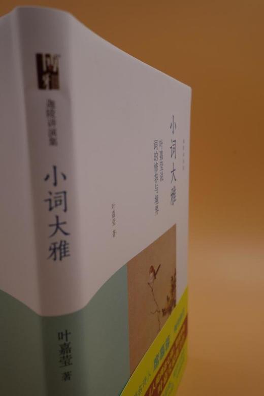 《小词大雅:叶嘉莹说词的修养与境界》
定价：42元
作者：叶嘉莹
包装：精装
出版时间：2015-04-01 
ISBN：9787301256008
丛书名：迦陵讲演集
出版社：北京大学出版社
版次： 商品图11