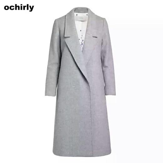 ochirly欧时力2016新女秋装西装领纯色长款羊毛呢外套1HY3343690吊牌价1690（扫店铺二维码直减50）【待调整】 商品图1