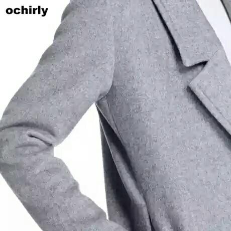 ochirly欧时力2016新女秋装西装领纯色长款羊毛呢外套1HY3343690吊牌价1690（扫店铺二维码直减50）【待调整】 商品图3