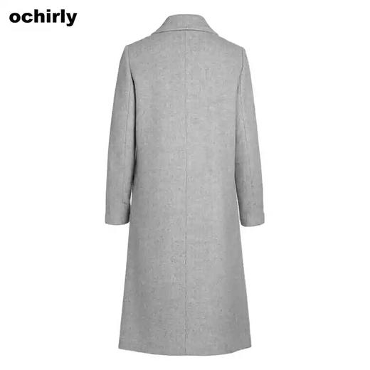 ochirly欧时力2016新女秋装西装领纯色长款羊毛呢外套1HY3343690吊牌价1690（扫店铺二维码直减50）【待调整】 商品图2