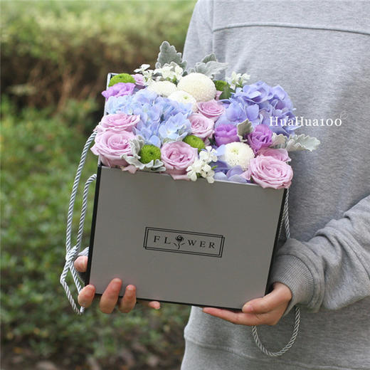 吟游诗人（星辰大海）--海洋之歌绣球乒乓菊手提礼盒（上海提前1-2天预定，其他城市请详询客服） 商品图3