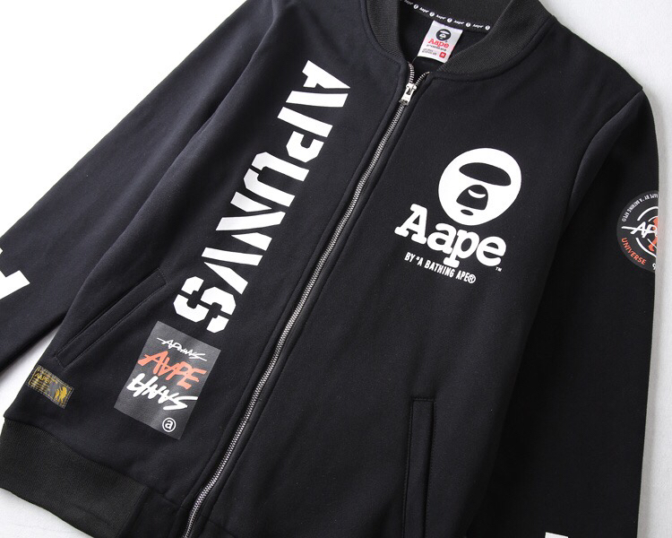 香港it代购 潮牌aape猿人头加绒加厚开衫外套休闲卫衣棒球服男女