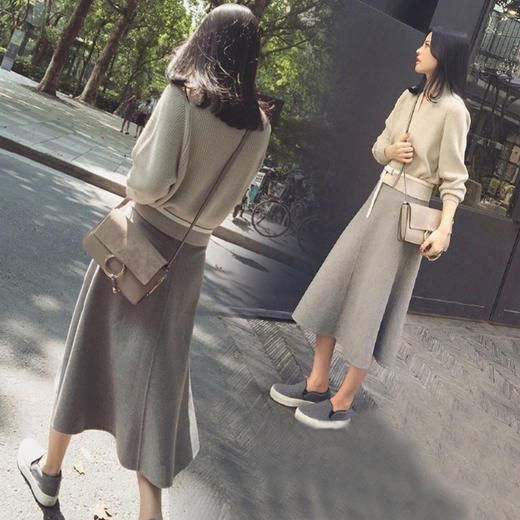 秋冬季新款女装名媛小香风针织两件套中长款裙子套装女时尚潮 商品图0