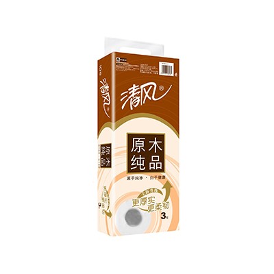 清风原木纯品270段10粒卷纸qf-20246