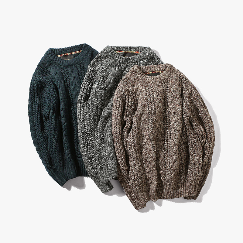 1626 unsocial 2016aw 冬季基本男士针织衫日系圆领套头扭花毛衣