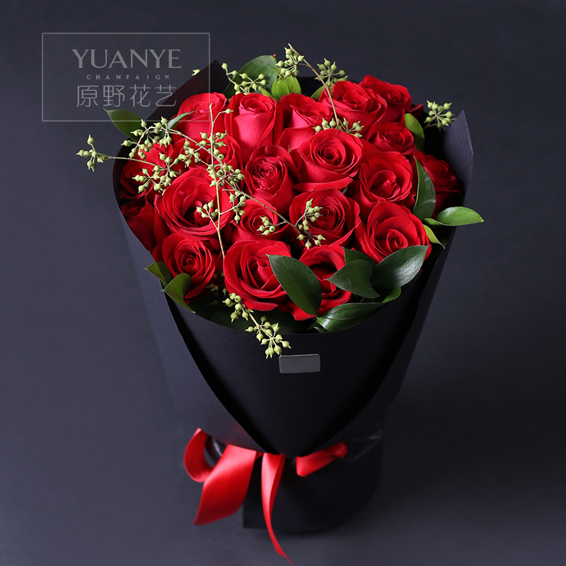 21朵玫瑰花束生日聚会鲜花生日花韩式花束
