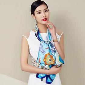 （永久下架）万事利景泰青蓝 高档桑蚕丝披肩 围巾 真丝大方巾