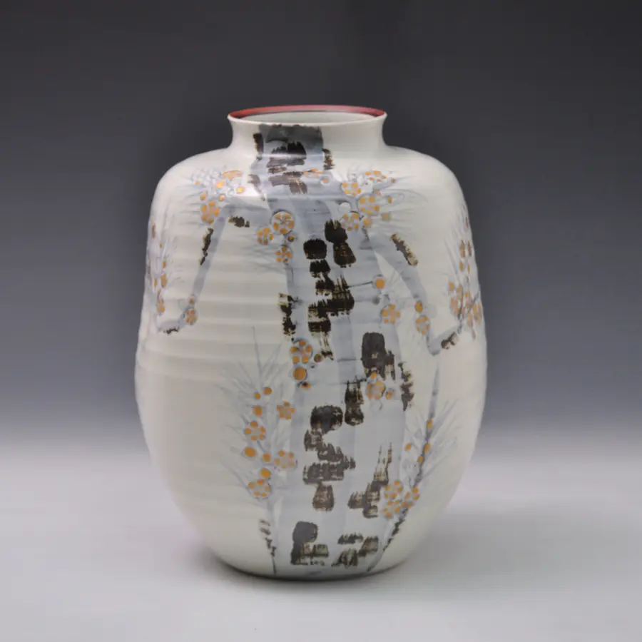 日本九谷烧花瓶古老手工艺彩绘瓷器