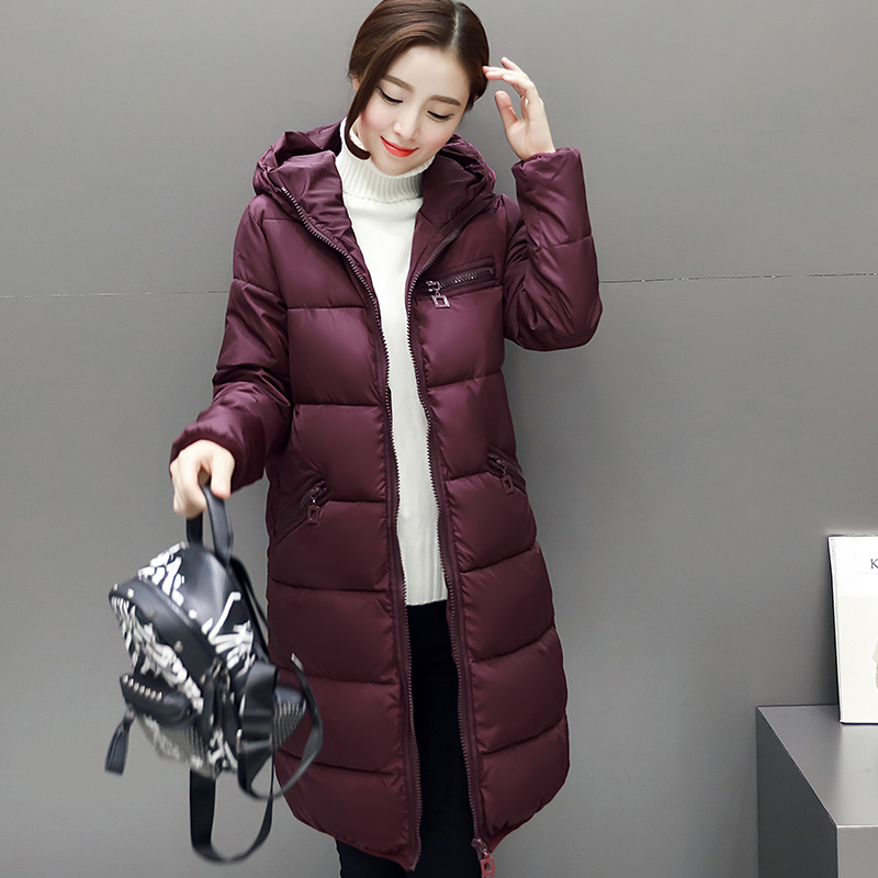 码棉服 冬装新款 韩版女式高档羽绒棉衣 冬天女士中长款修身连帽棉服