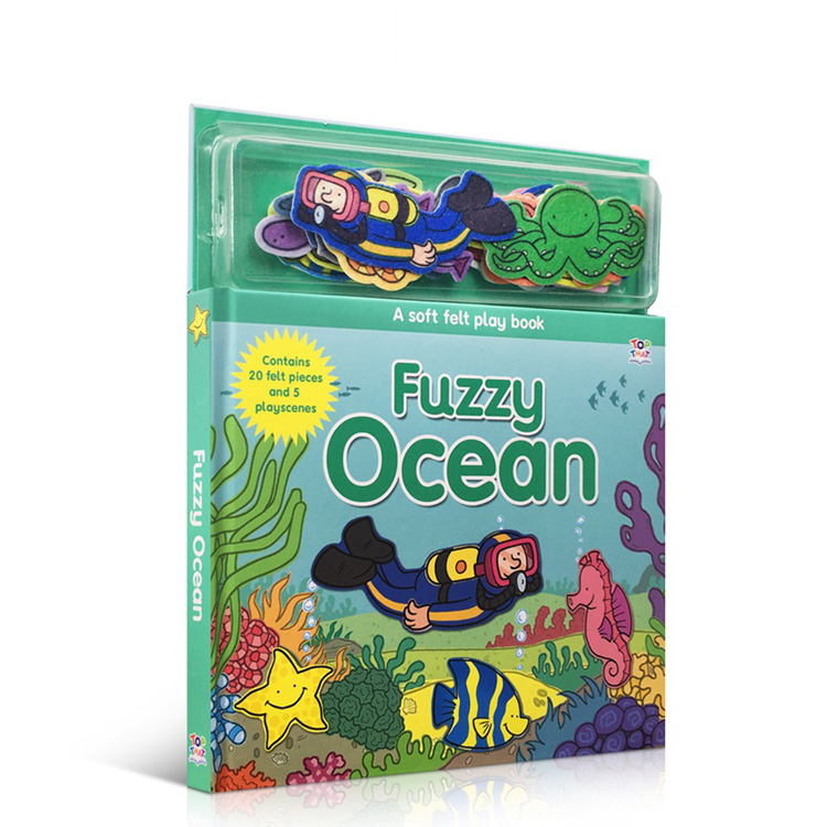 英文原版fuzzy Ocean 海洋世界儿童益智认知游戏故事布书绘本