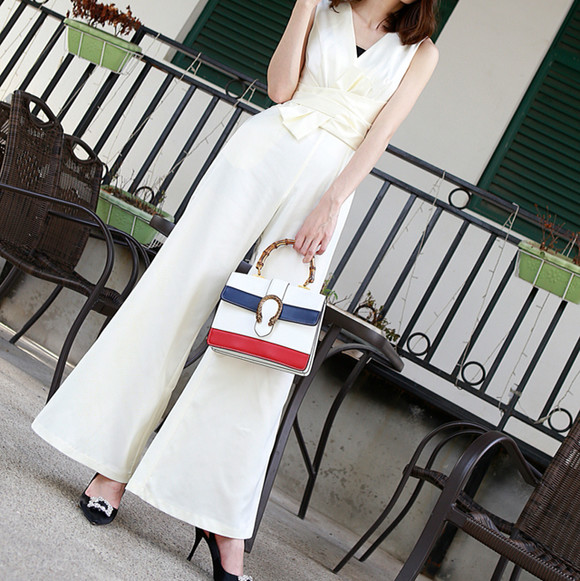 Max Mara V领无袖不规则上衣连体裤 阔腿裤