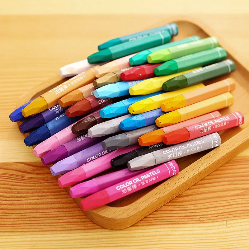 得力12色,18色,24色,36色油画棒,配朔料收纳盒