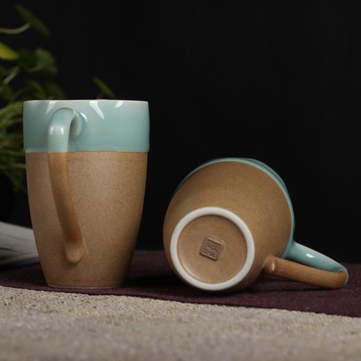 尚唐丨长情陪伴 青瓷半釉对杯   商品图1