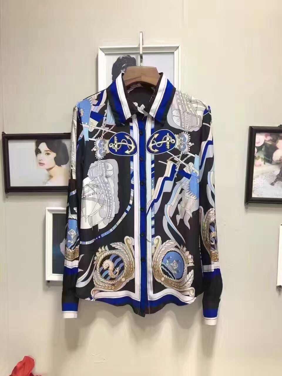 爱马仕经典真丝印花衬衫 2蓚5码