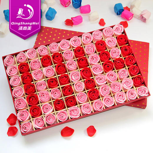 【创意礼物】。七夕节圣诞节三八母亲节生日创意礼品77朵香皂玫瑰花礼盒 商品图0
