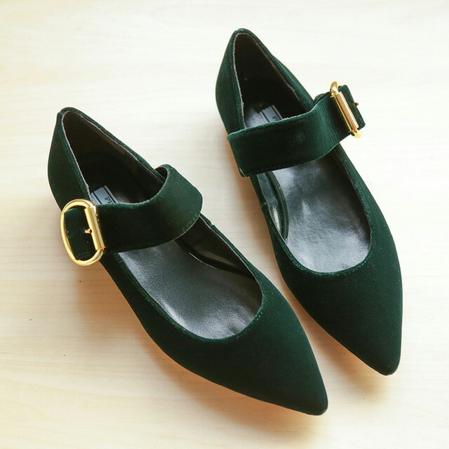 prada 高端定制款 丝绒面 女式平底单鞋 时尚玛丽珍鞋￥369