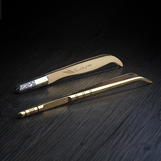 茶道配件-茶刀茶夹-纯铜两用雕花茶夹 商品图1