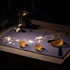 茶道配件-茶席-短款腊梅深蓝【茶席】30cm*55cm