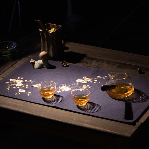 茶道配件-茶席-短款腊梅深蓝【茶席】30cm*55cm 商品图0