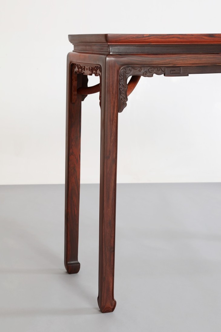 大红酸枝饕餮纹霸王枨条桌(运费到付) - 5833红木导购网