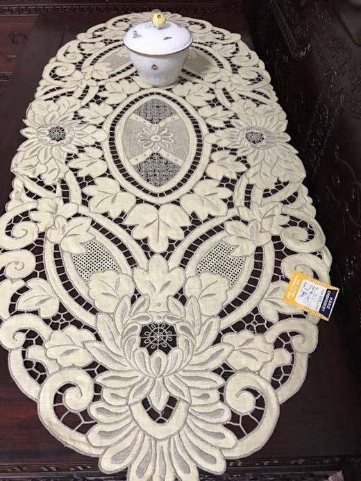 老外贸手绣纯亚麻长椭圆多用巾82*37cm 商品图0