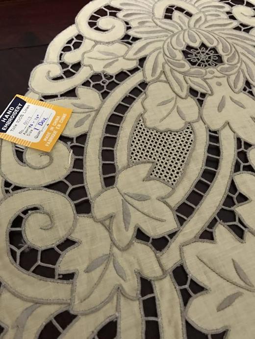 老外贸手绣纯亚麻长椭圆多用巾82*37cm 商品图4