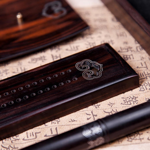 黑檀镶银丝如意香具四件套 商品图1