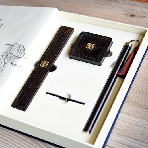 紫光檀镶铜回纹香文化四件套 商品图5