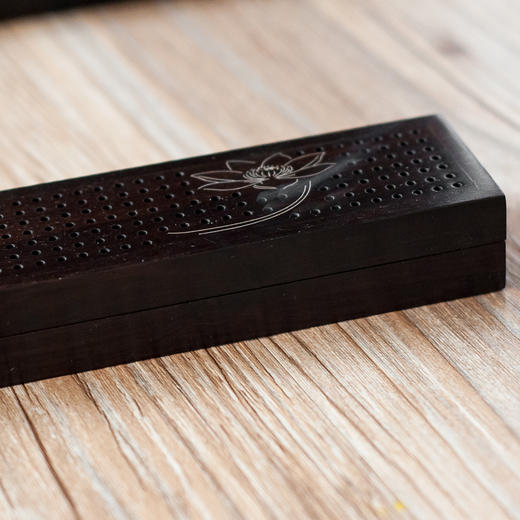 紫光檀卧莲镶银丝简香盒两件套 商品图1