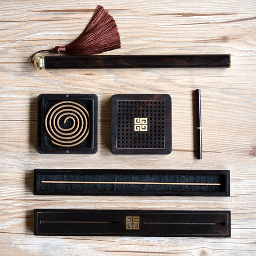 紫光檀镶铜回纹香文化四件套 商品图3