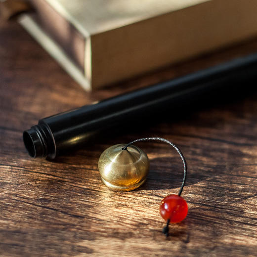 紫光檀镶铜圆缺随手便携小香盒 商品图1