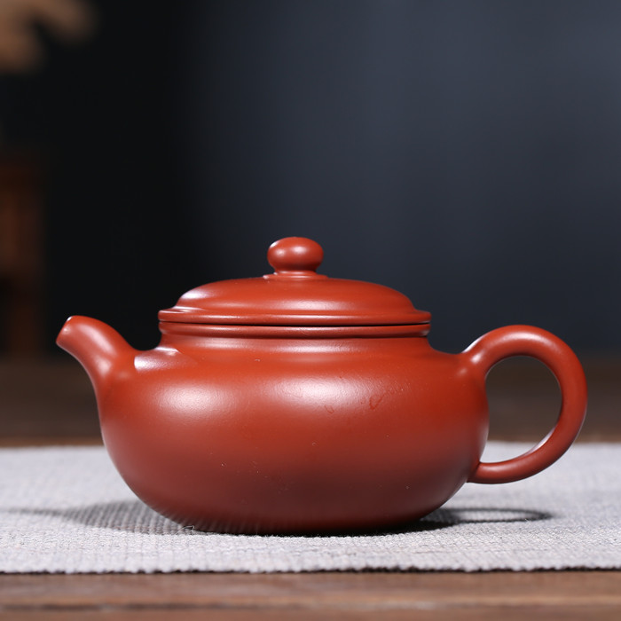 王正国 | 手工紫砂壶 大红袍朱泥 仿古刻画