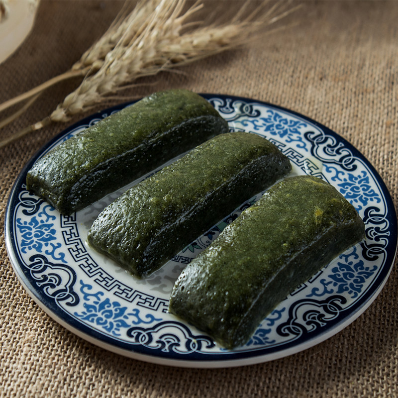 象山石浦特色美食 臼捣松花青麻糍