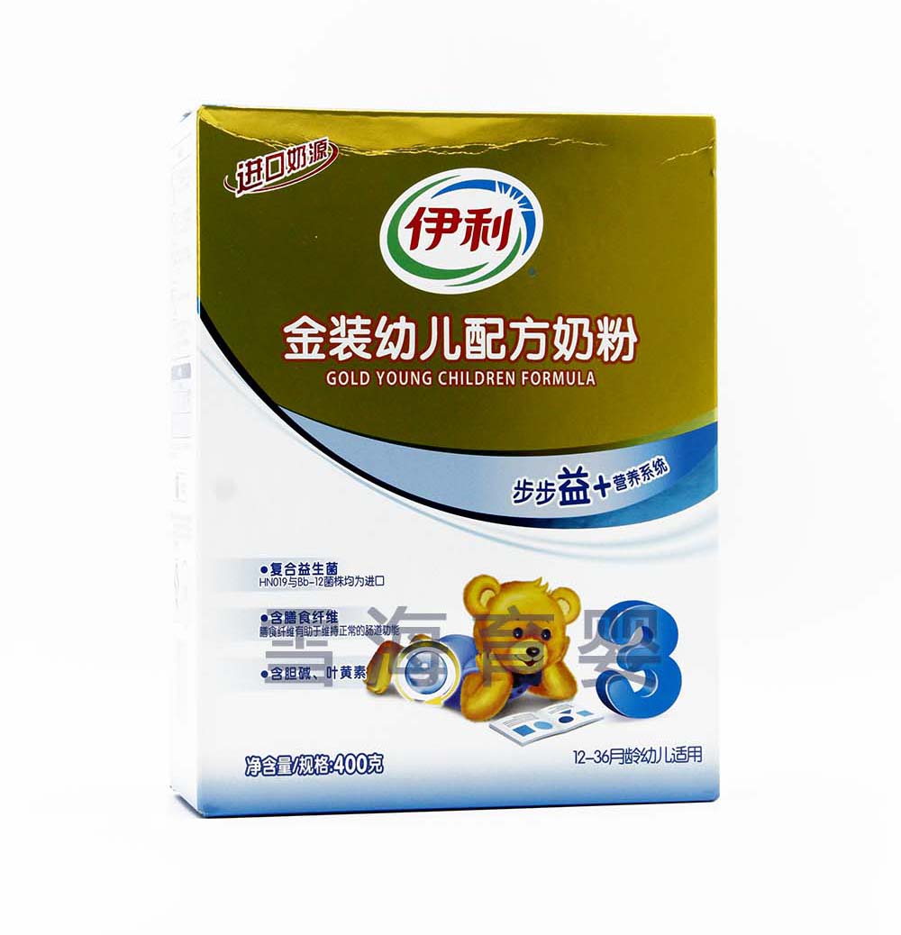 伊利金装幼儿配方盒装奶粉3段400g