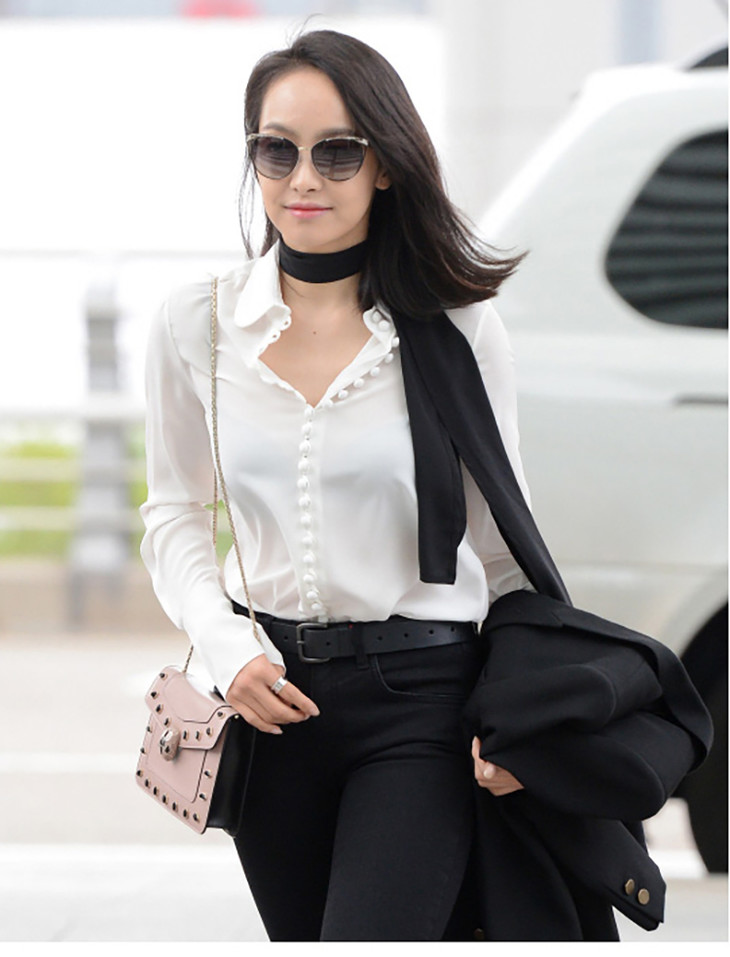 英伦复古宫廷风衬衣真丝衫女