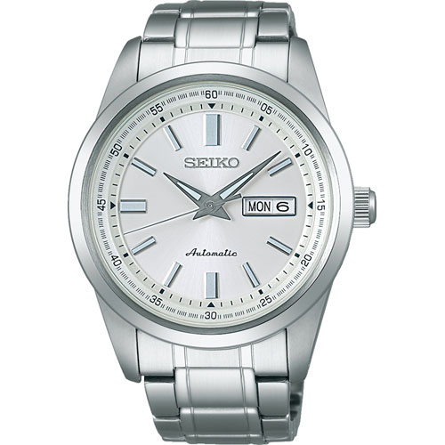 精工seiko mechanical 经典银白色商务机械男表手表 sarv001