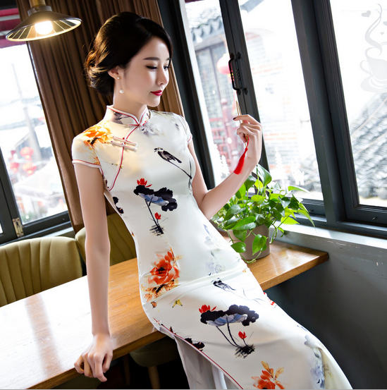 tx107玉清风丝绸旗袍