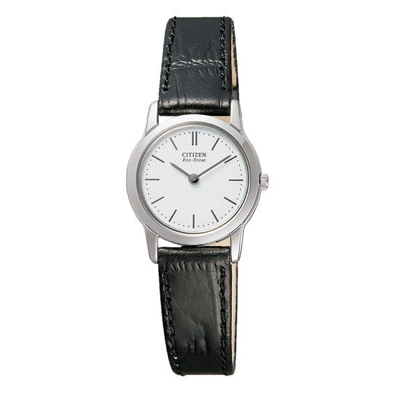 西铁城citizen 皮表带女表 简约商务光动能手表 对表 sir66-5201