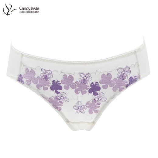 奶糖派繁花若梦白紫刺绣内裤 商品图1