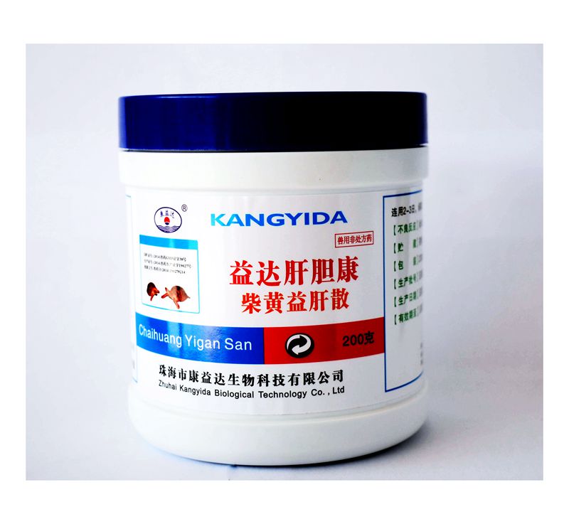 商品详情 【兽药名称】 通用名:柴黄益肝散 商品名:益达肝胆康 汉语