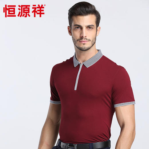 恒源祥男士夏季新款翻领商务短袖T恤 01166018 商品图4