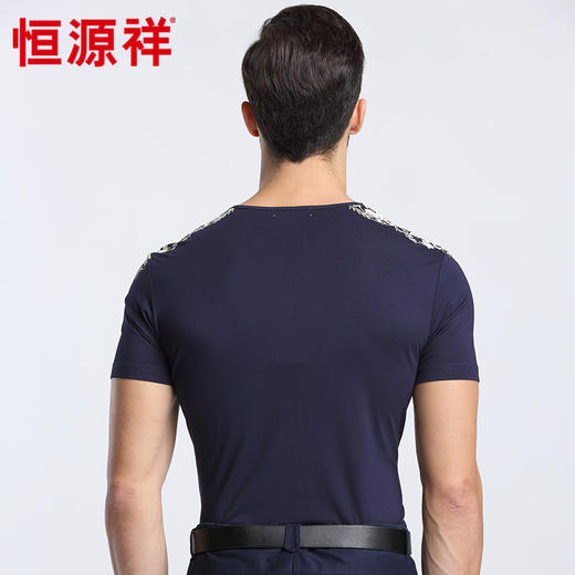 恒源祥男士夏季新款休闲V领短袖T恤 01166013 商品图2