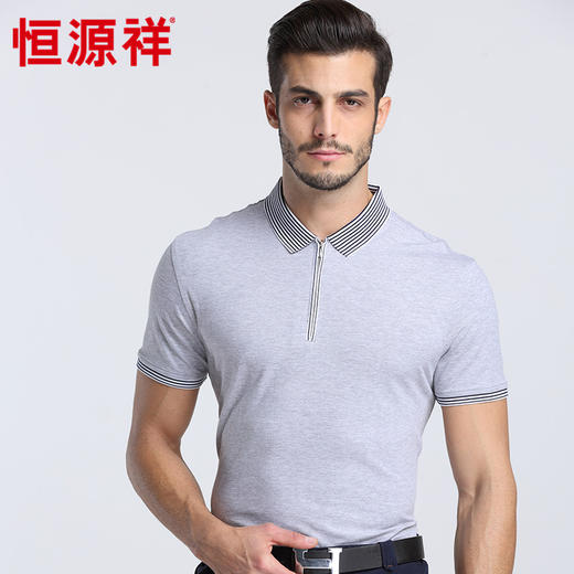 恒源祥男士夏季新款翻领商务短袖T恤 01166018 商品图0