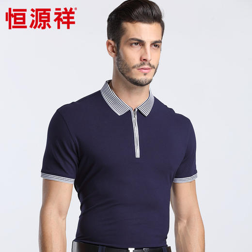 恒源祥男士夏季新款翻领商务短袖T恤 01166018 商品图2