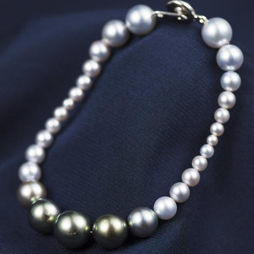 「夜雨」黑白珠渐变手链 商品图2